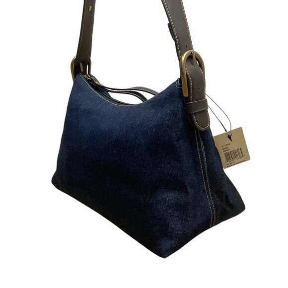 Nine West Women’s Denim With Brown Leather Strap & Gold Hardware Tote Bag Sz S - Picture 5 of 11